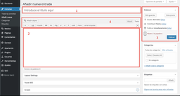 Dashboard de creación de contenido de wordpress